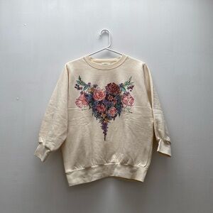 Vintage - Angie Strauss Watercolour “Pot Purri” Oversized Light Yellow Sweater